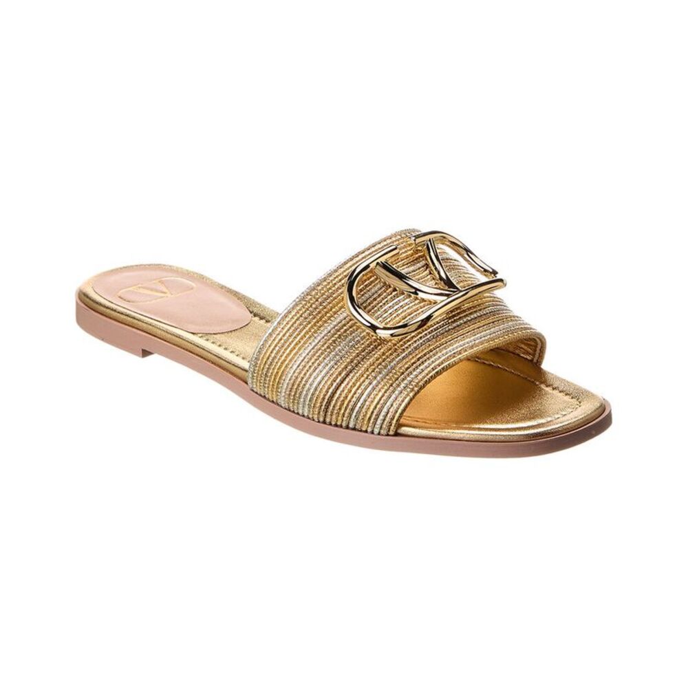 Valentino Vlogo Leather Sandal, Yellow